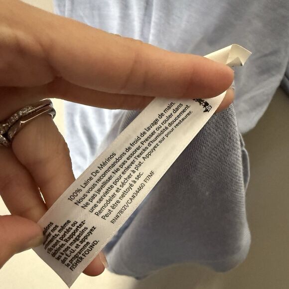 EILEEN FISHER Merino Wool Tunic Sweater Medium Light Blue Womens V-Neck - Picture 6 of 7